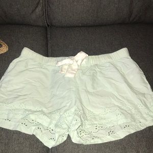 Mint colored pajama shorts